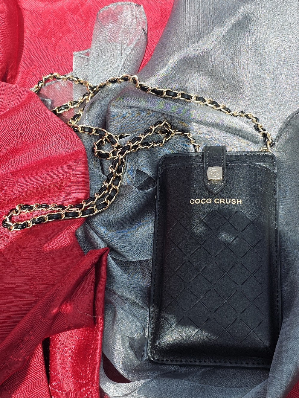 Chanel Coco Crush GWP Black Quilted Phone Holder Crossbody Chain + Charms - Picture 15 of 17